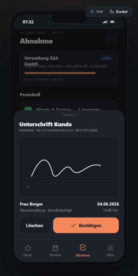 Digitale Unterschrift auf dem Handy