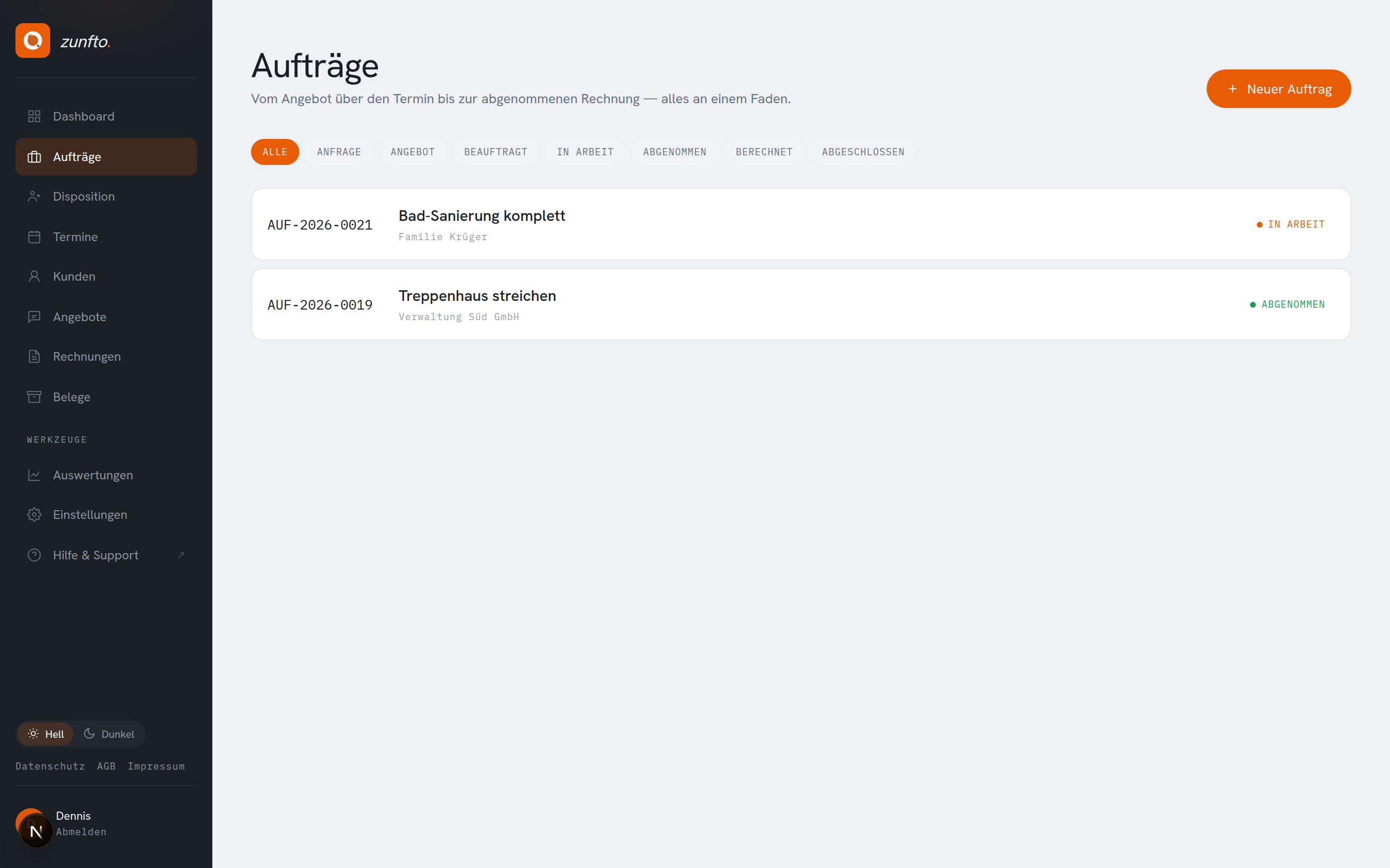 Auftragsliste